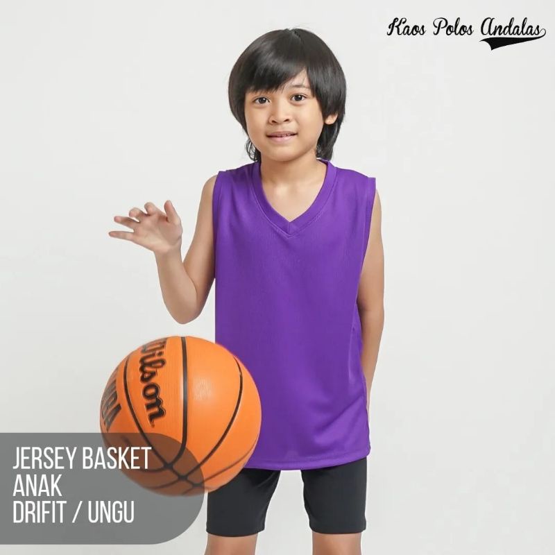 Jersey Basket Anak Polos Bahan Drifit Baju Olahraga Anak Tanpa Lengan