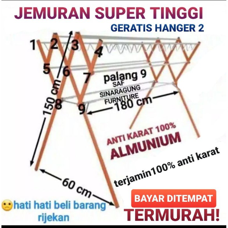 PROMO JEMURAN TINGI ALMUNIUM WARNA TINGGI