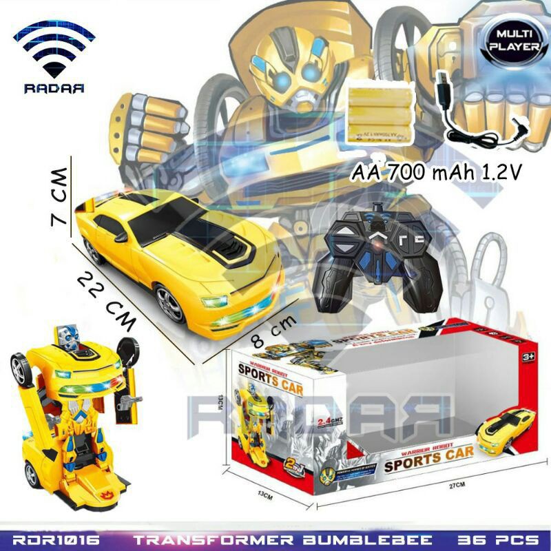 RC MOBIL ROBOT_MAINAN ANAK MOBIL ROBOT REMOTE 2 IN 1/MAINAN RC MOBIL ROBOT KARAKTER BENTUK BUMBLEBEE