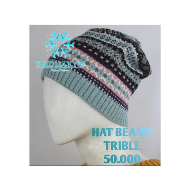 IMPORT Hat Beanie Trible Topi Kupluk Rajut Wool Motif Hat Beanie Trible