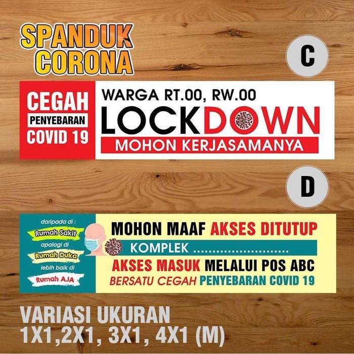 Spanduk Corona / Spanduk Covid-19 / Spanduk Covid / Spanduk Murah / 1 Hari Jadi / Spanduk Banner