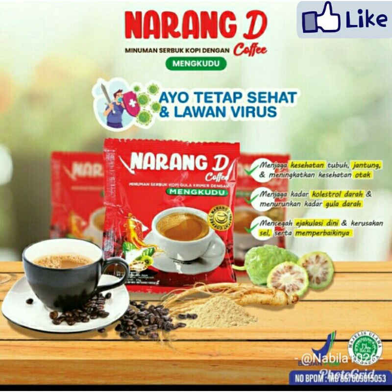 

Kopi sehat Narang D coffee mengkudu gingseng sachet