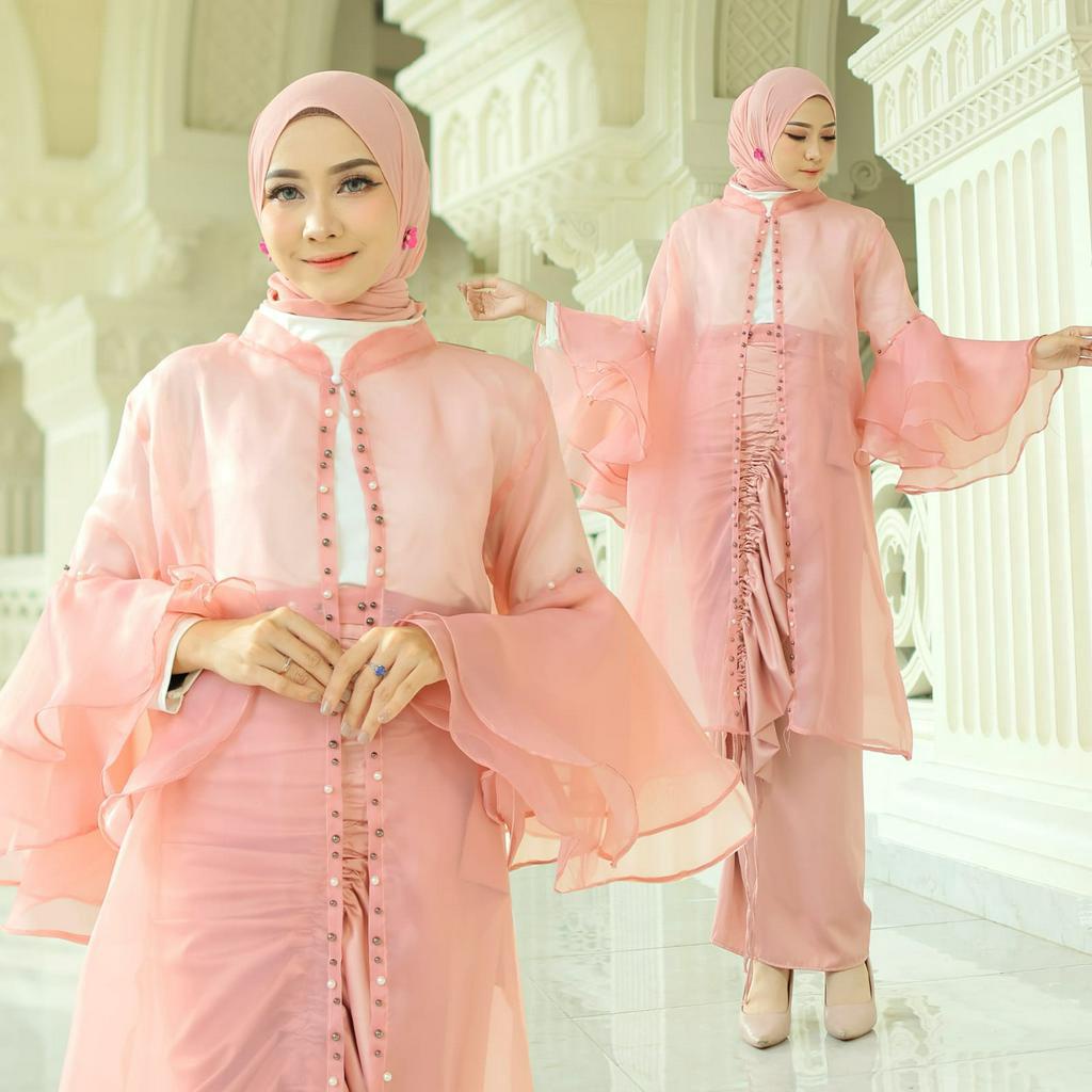 SET ROK LILIT DAN CARDI BELLE FASHION PAKAIAN WANITA 2IN1 MS