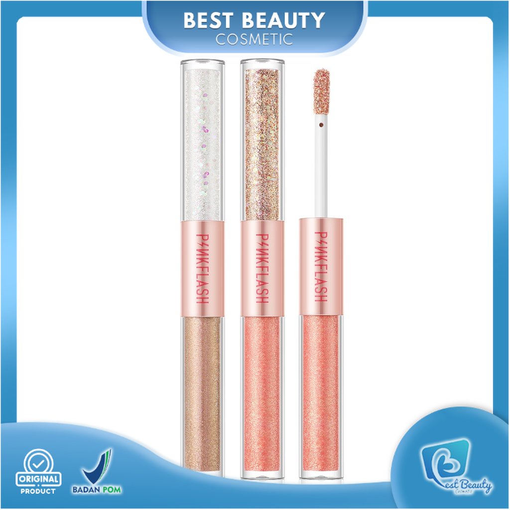 ★ BB ★  PINKFLASH DoubleGlow 2 in 1 All Glow Liquid Eyeshadow | Waterproof Eye Makeup High Pigment Lightweight 3 Colors - E18