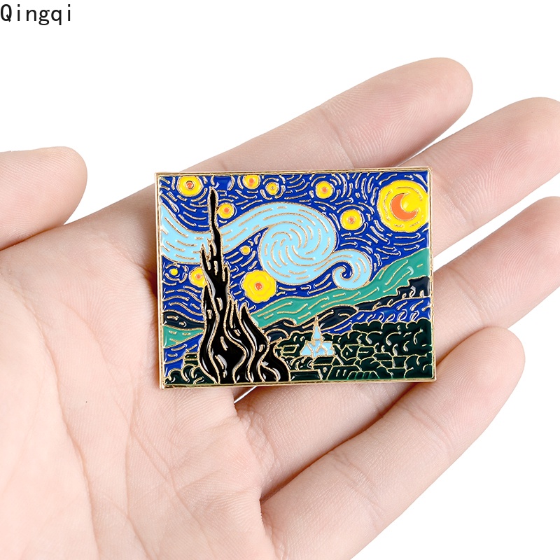 Bros Pin Enamel Desain Lukisan Cat Minyak Van Gogh Untuk Hadiah