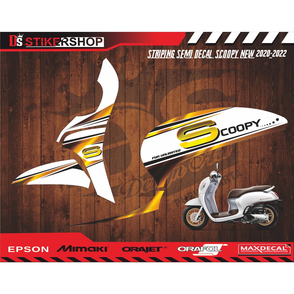 striping honda scoopy new 2020-2021 variasi.striping semi decal scoopy warna putih gold