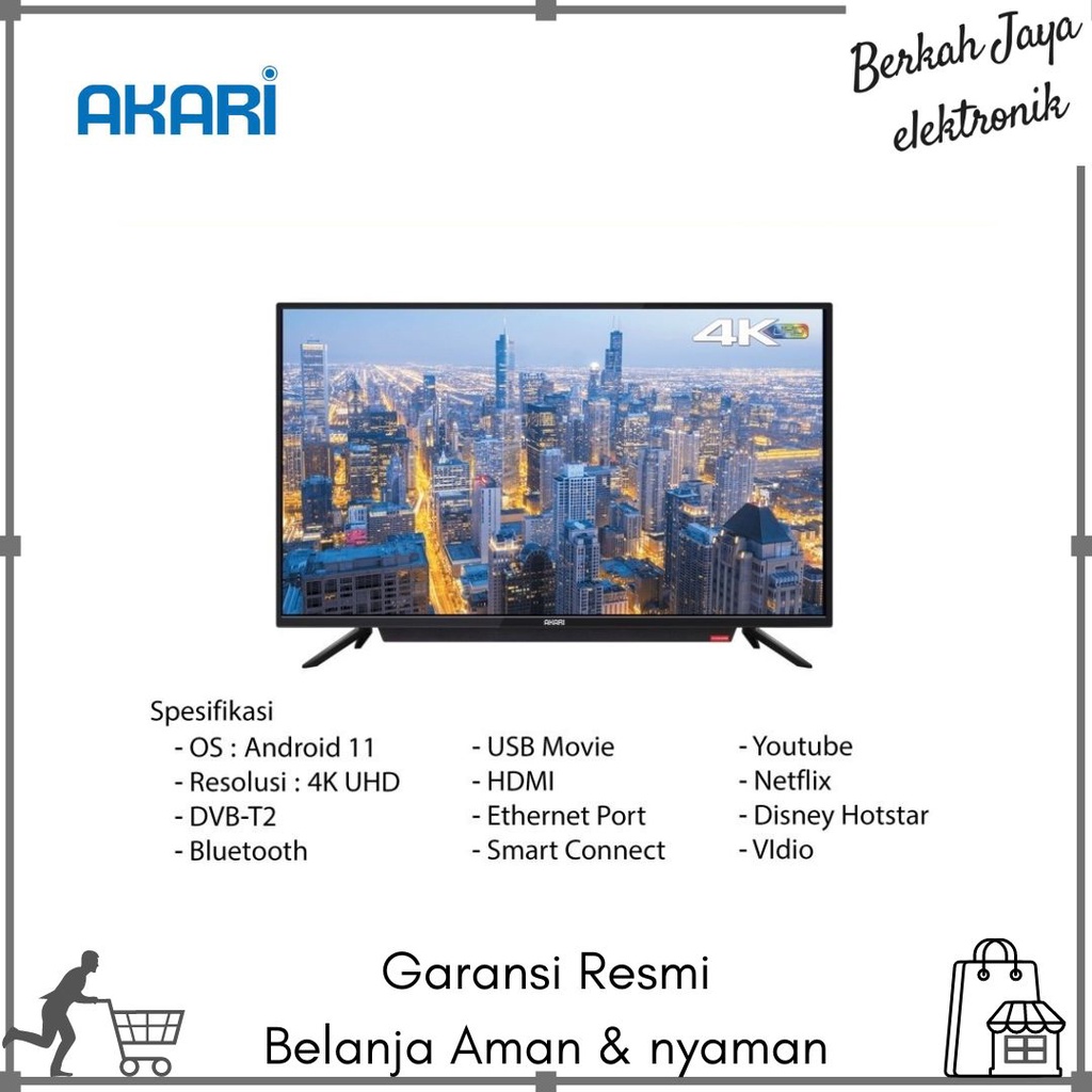 LED TV AKARI 50" AT - 5550 B SMART ANDROID AKARI 50 INCH