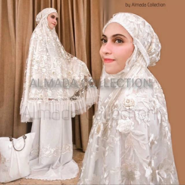 Mukena katun sutera brokat putih mewah Exelusive mukena seserahan mukena dewasa
