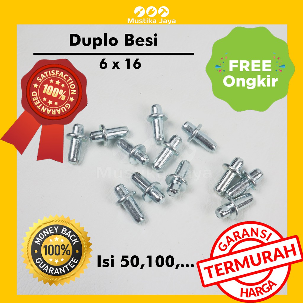 Duplo Besi 5 x 16 Mm Besi Chrome Silver Ambalan Penyangga Kayu