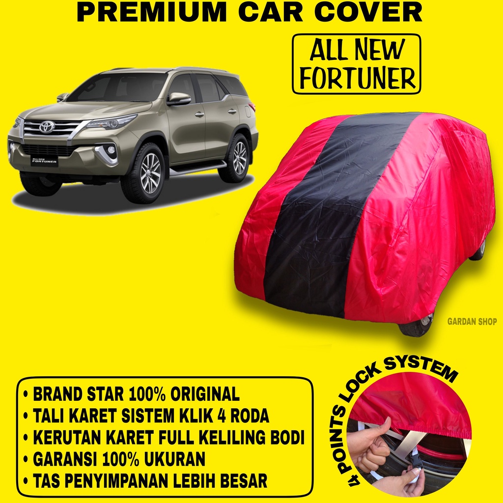 Body Cover ALL NEW FORTUNER MERAH HITAM Penutup Bodi Mobil All New Fortuner Waterproof PREMIUM