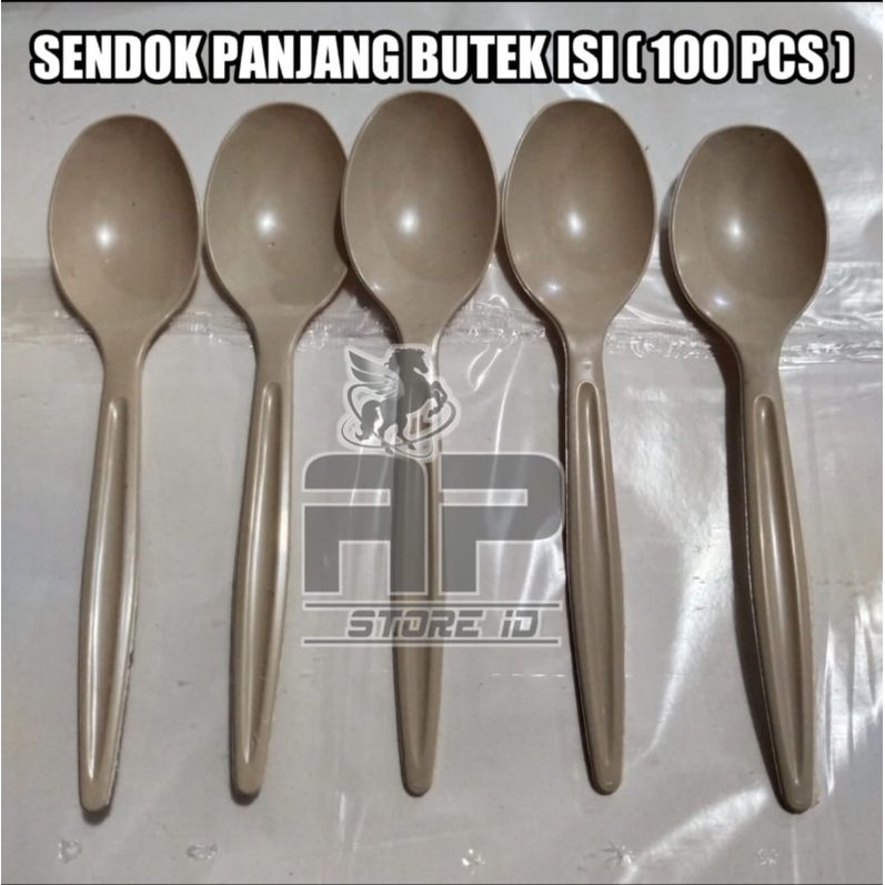 isi 100pcs sendok panjang butek / sendok makan plastik