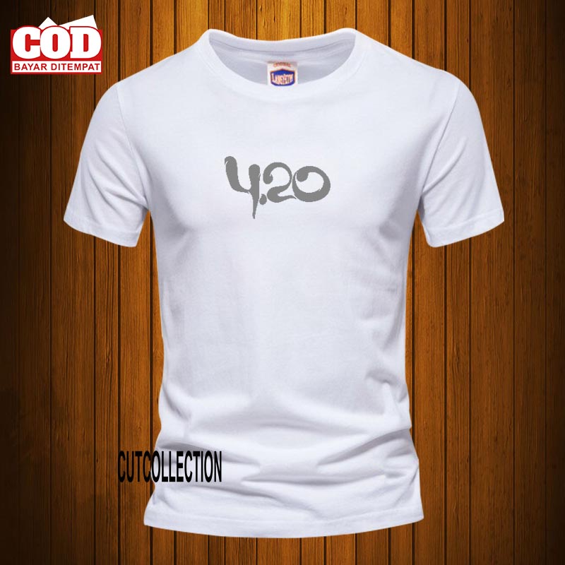 Baju Kaos Pria Lengan Pendek / Baju Kaos 420 Text Silver / Polo Shirt Distro Premium Quality