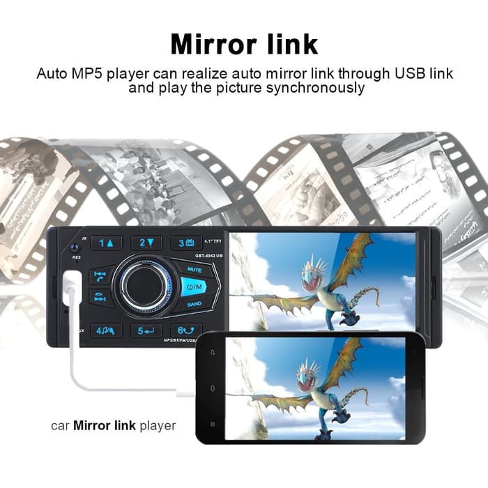 Bombastis  Single Din Video Tape Audio Video Mobil Bluetooth USB AUX FM rear cam NK09