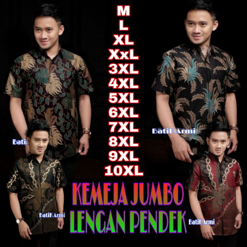 KEMEJA BATIK PRIA LENGAN PENDEK BIG SIZE JUMBO ARMI