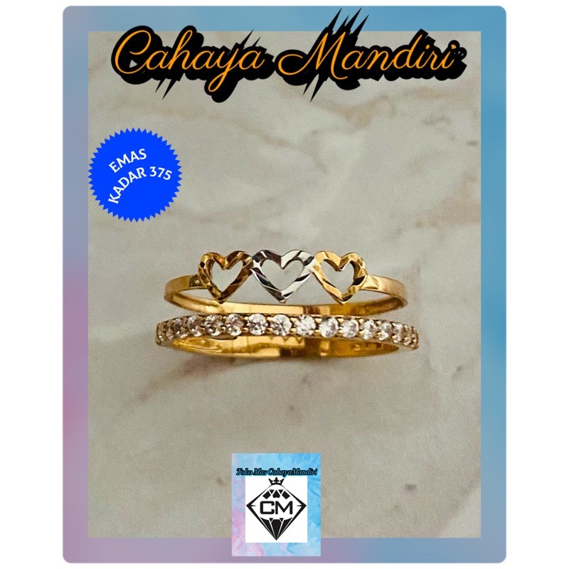 Cincin emas kadar 375 (8K) Berat +/- 1,44 gram