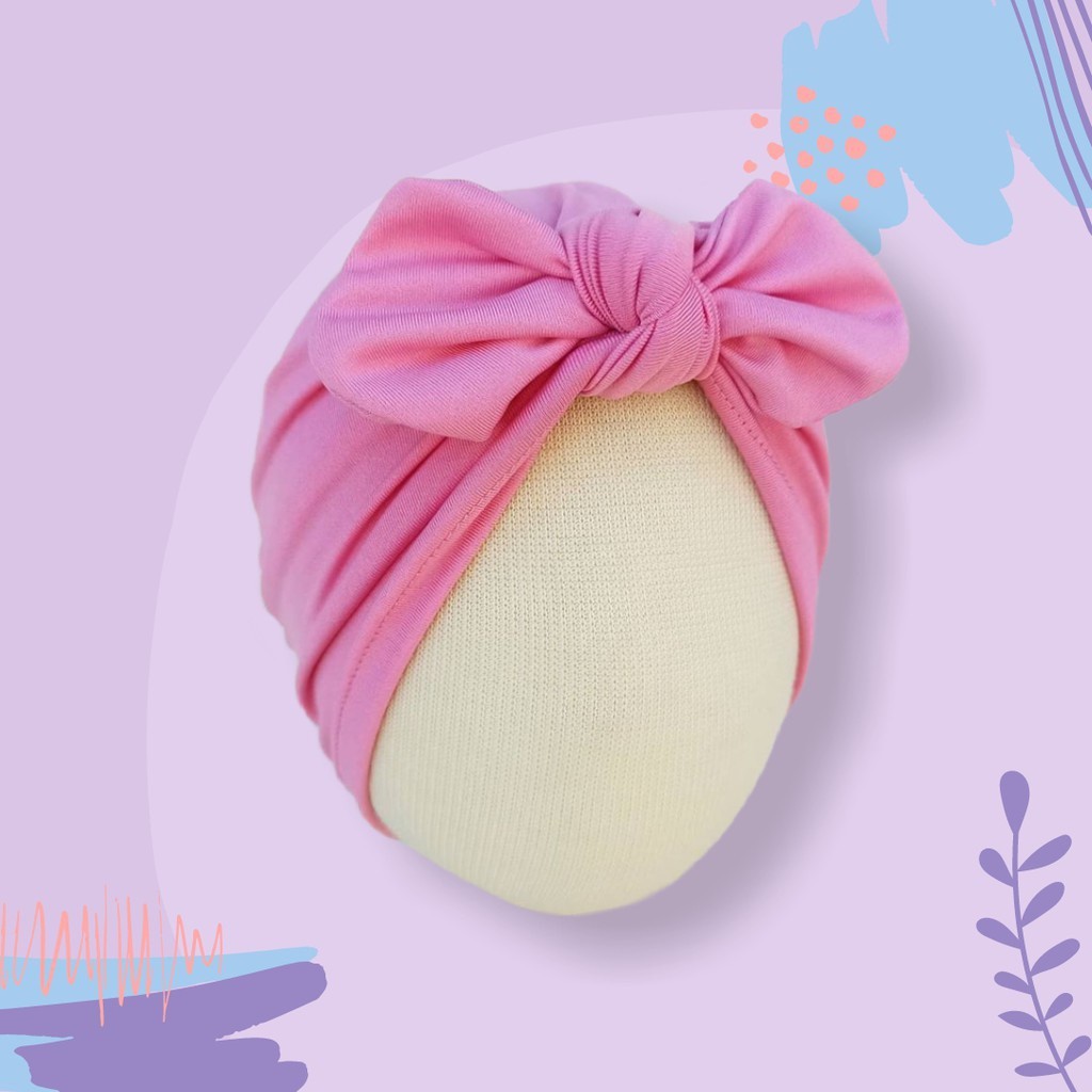 Turban Bayi dan Anak seri Polos - Turban Pompom Bandana Headwrap Ciput Anak