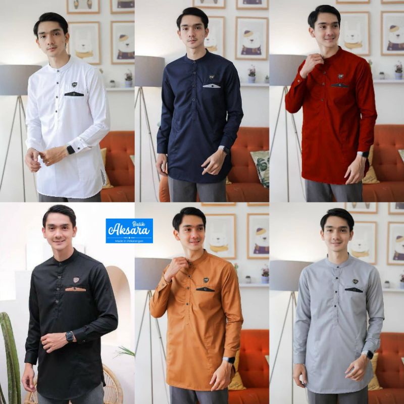 Ori Aksara Batik - Baju Koko Kurta Dewasa Lengan Panjang Material Catton Adem Serap Keringat Warna P