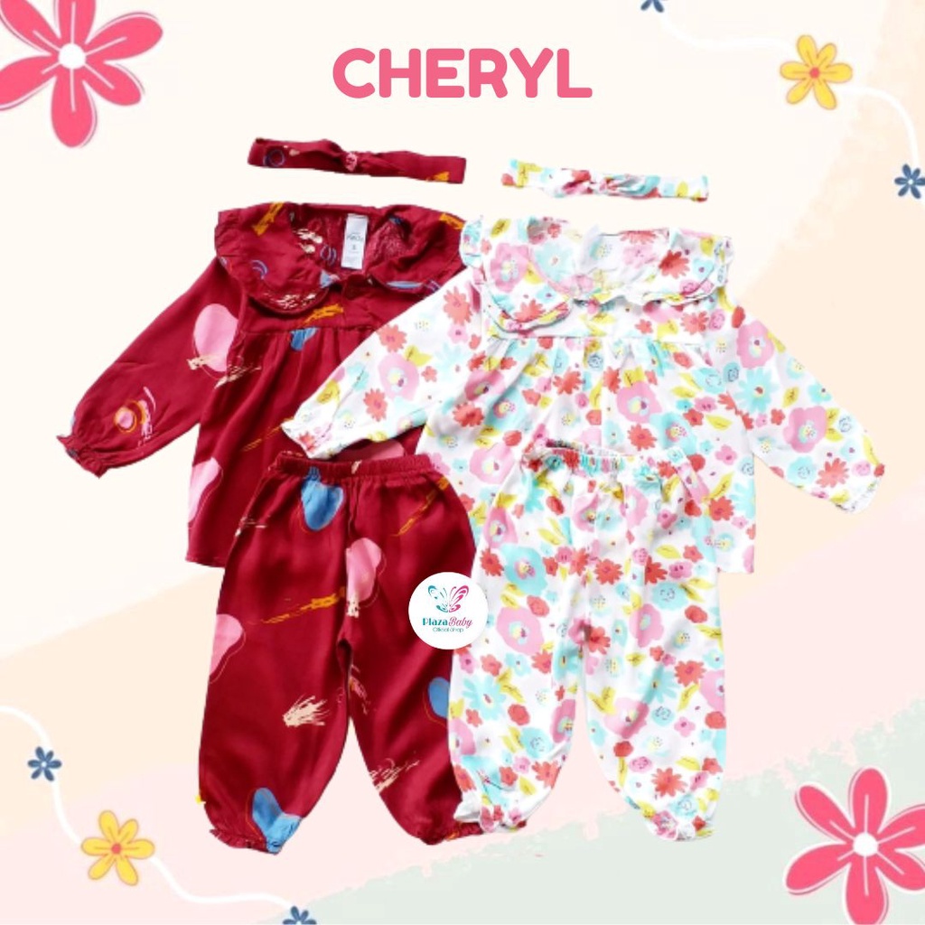 Plazababyku MX CHERYL RAYON setelan bayi motif bunga yang lucu free ikat headband