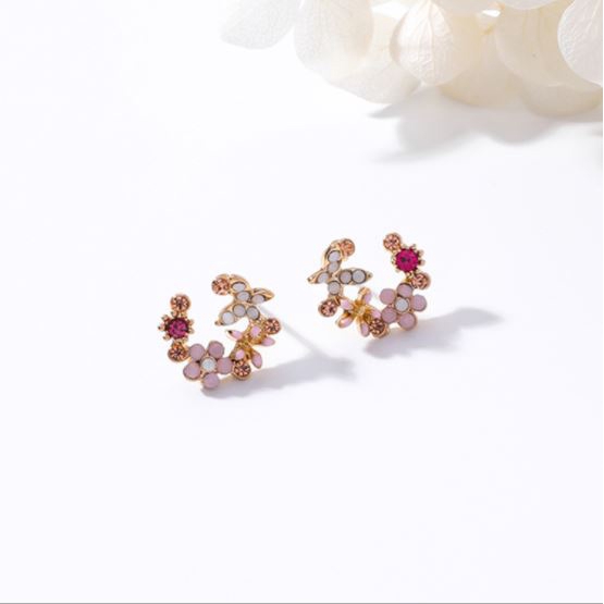 Anting Wanita Bunga Dengan Aksen Permata Aksesoris Fashion-N