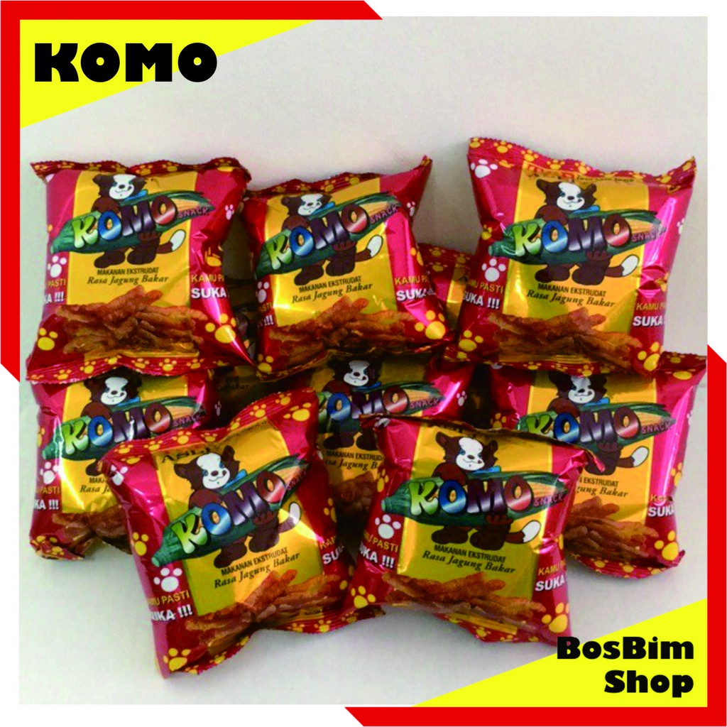 

Komo Snack Makanan Ringan Jagung Bakar per Bungkus per Karton Bos Bim Shop 8gr Cemilan