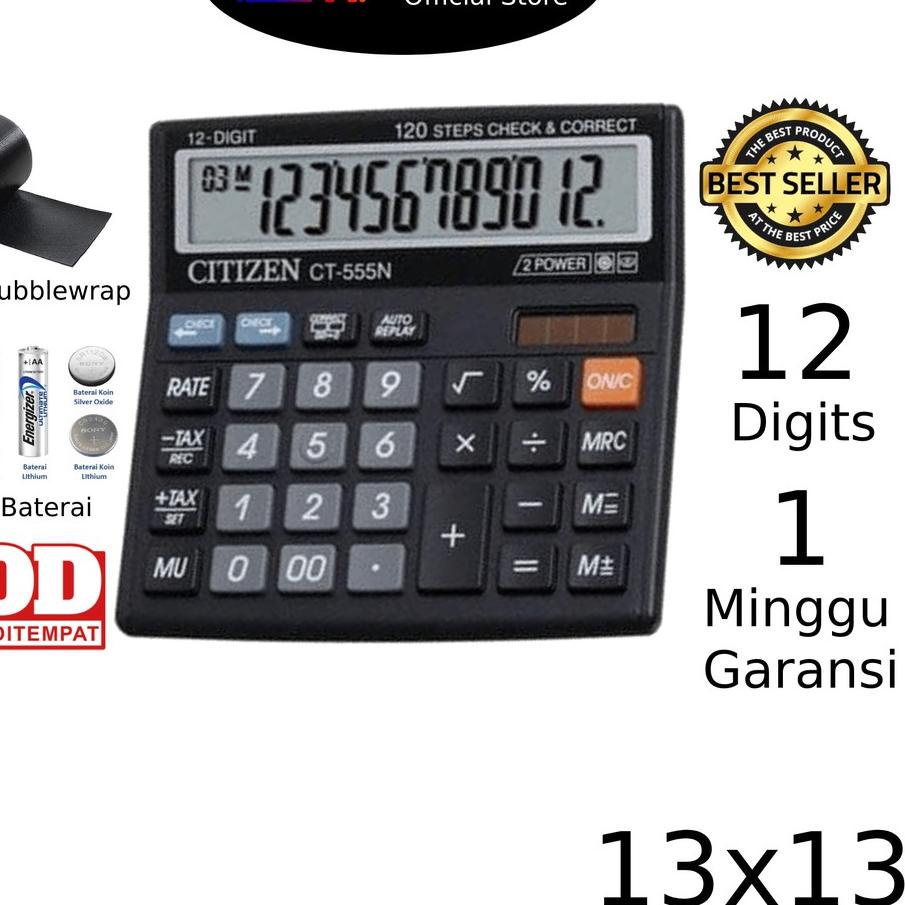 

Flash Sale - Kalkulator Citizen 555N - Calculator Citizen 12 Digit - Kalkulator Dagang Warung GROSIR ! ~