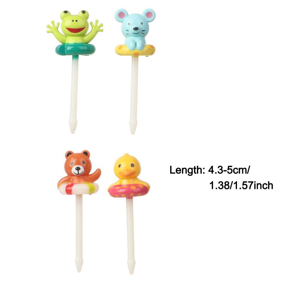 SOLIGHTER 8pcs/set Gift Children Fruit Forks Party Decoration Bento Crockery Kids Food Picks Plasic Tableware Reusable Cartoon Animal Koala Bear Duck Frog Toddler Dessert Cute Mini Toothpicks