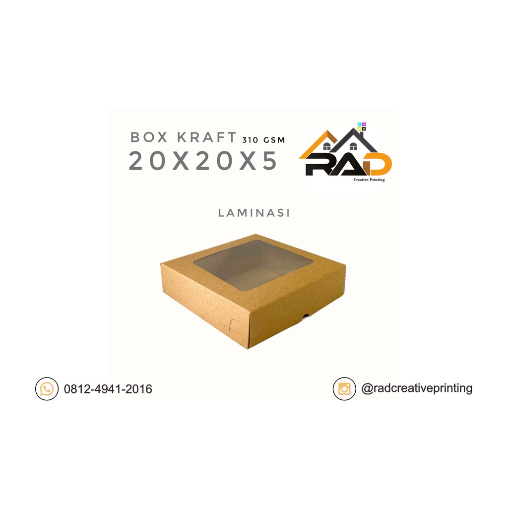 

Box Kraft Coklat Kotak Packing Kue Roti Dus Donat Hampers Jendela Laminasi 20x20x5