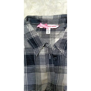 Jual White blouse with Black Plaid | kemeja wanita | Branded Blouse