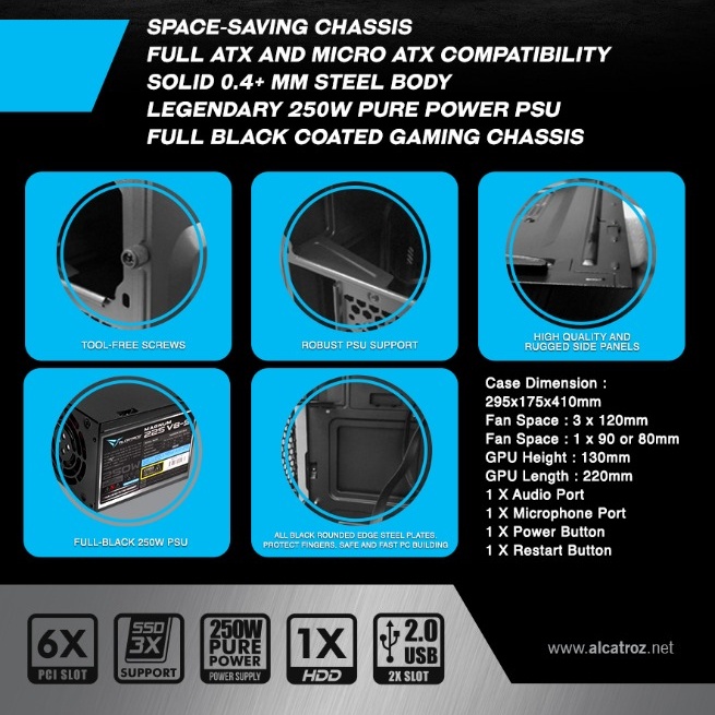 Alcatroz Futura Space 2 Excellent ATX PC Case 450W - Garansi 1 Tahun