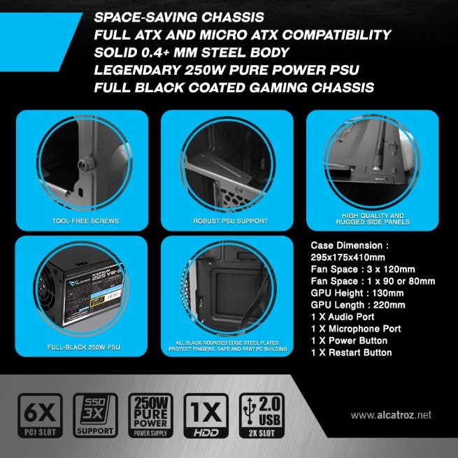 Alcatroz Futura Space 2 Excellent ATX PC Case 450W - Garansi 1 Tahun