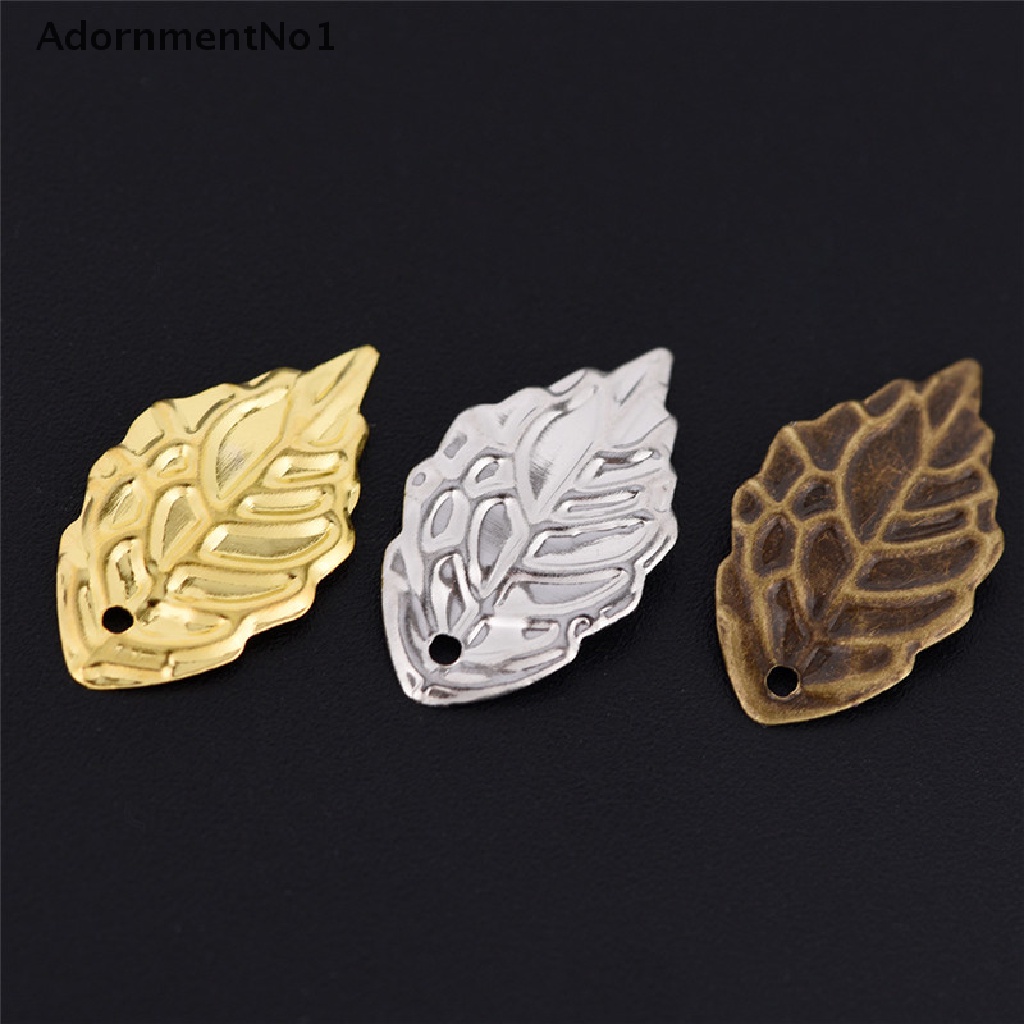 (AdornmentNo1) 50pcs Liontin Daun Bahan Metal Untuk Kerajinan Tangan DIY