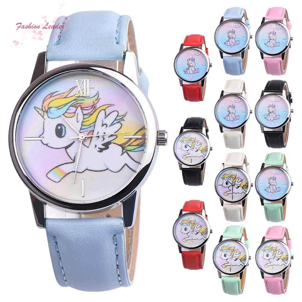 Jam Tangan Quartz Analog Dial Bulat Gambar Unicorn Lucu Casual Untuk Hadiah Anak Shopee Indonesia