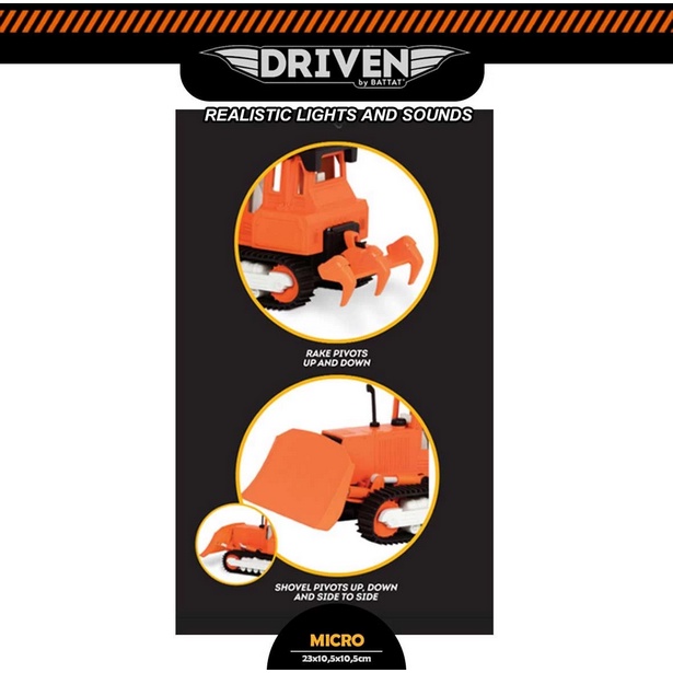 DRIVEN BY BATTAT Micro Sereis Micro Bulldozer Mainan Anak Truk Mobil Mobilan