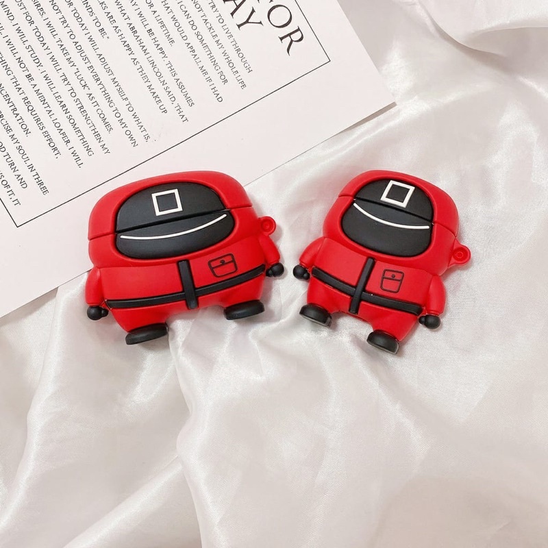 AIRPODS CASE AIRPODS MURAH MERAH KOREA SQUIDGAME TENTARA LUCU UNIK KARAKTER