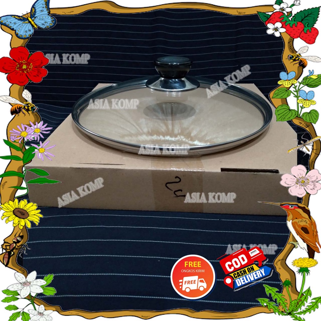 Tutup Panci Kaca Dengan Kaki Teflon Wajan Wokpan Ukuran 24 cm Tipe G