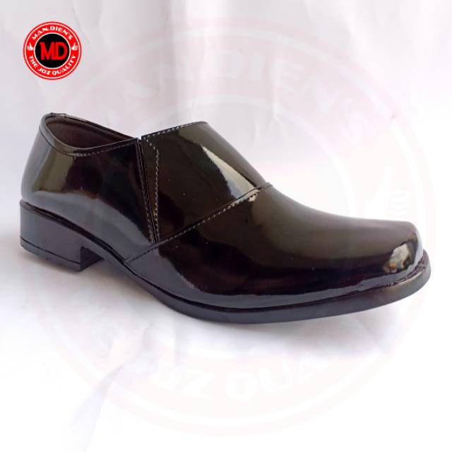 MANDIENS Halfboot Kilap Elastis Hak 3 Cm Sepatu Polwan, Sepatu Bhayangkari, Kowad, Persit