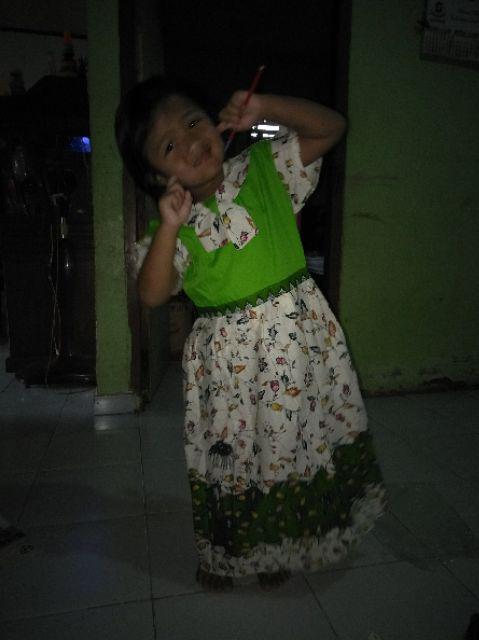Terusan Batik 259 Dress Gaun Anak Perempuan Katun Dasar Putih Seragam Keluarga