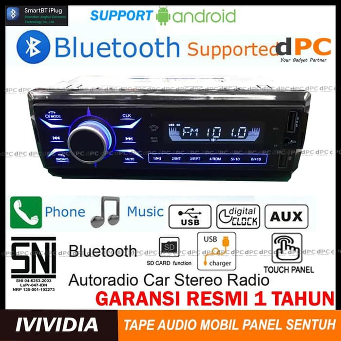 IVIVIDIA Single Din Mobil Panel Sentuh GARANSI SNI Audio Tape Android Limited