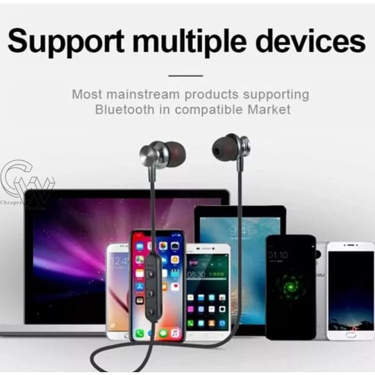 Cheaper-Headset Bluetooth Magnetic Sport Extra Bass Handsfree Termurah