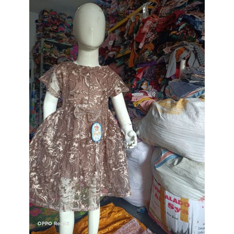 gaun pesta brokat anak perempuan