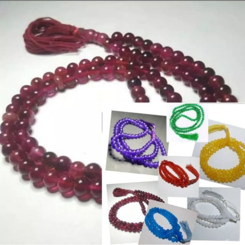 Tasbih batu giok 99 butir original merah muda