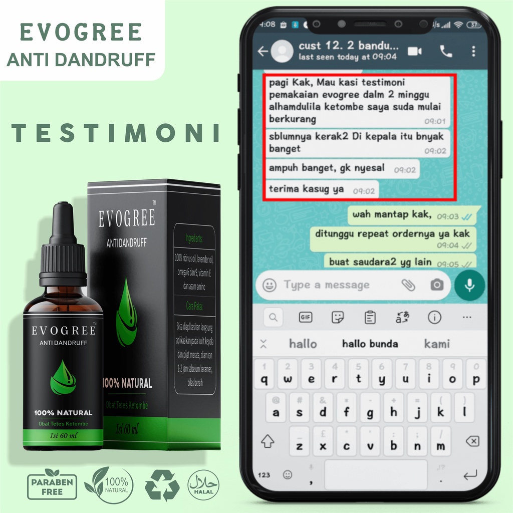 SERUM OBAT KETOMBE BERKERAK DAN GATAL  AMPUH HILANG DALAM 7 HARI | EVOGREE ANTI DANDRUFF