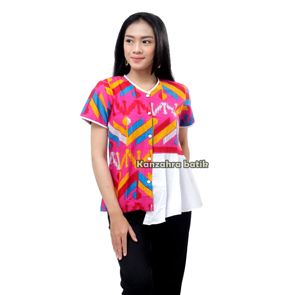 Atasan Batik Wanita Modern Blouse Batik Wanita S-M-L-XL-XXL-3L-4L-5L Bahan Katun-4