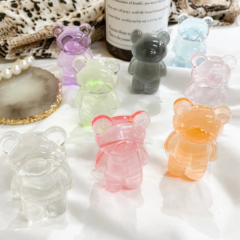 Ring Holder Hp Bentuk Beruang 3D Transparan Untuk Samsung / Xiaomi