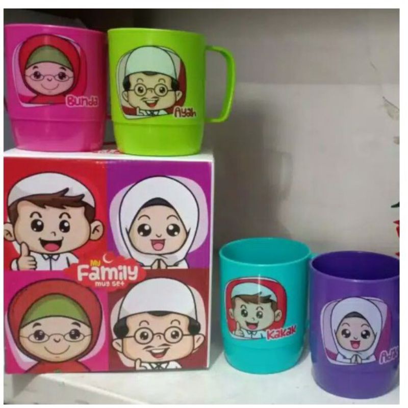 MUG KELUARGA CANGKIR AYAH IBU ANAK MUG FAMILLY GELAS KELUARGA KARAKTER