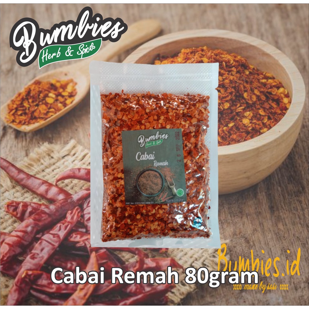 Cabai Remah 80gram Bumbies Product | chili Flake | Cabai Rawit | Cabai Kering | Bumbu Dapur Pedas | Bumbu Masakan Rempah