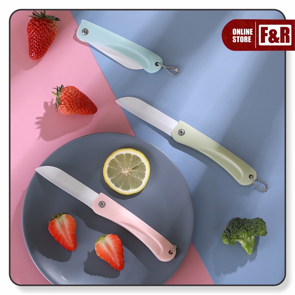 Pisau Dapur Lipat Pisau Travel Keramik Potong Memotong Buah Sayur Portable Folding Ceramic Knife