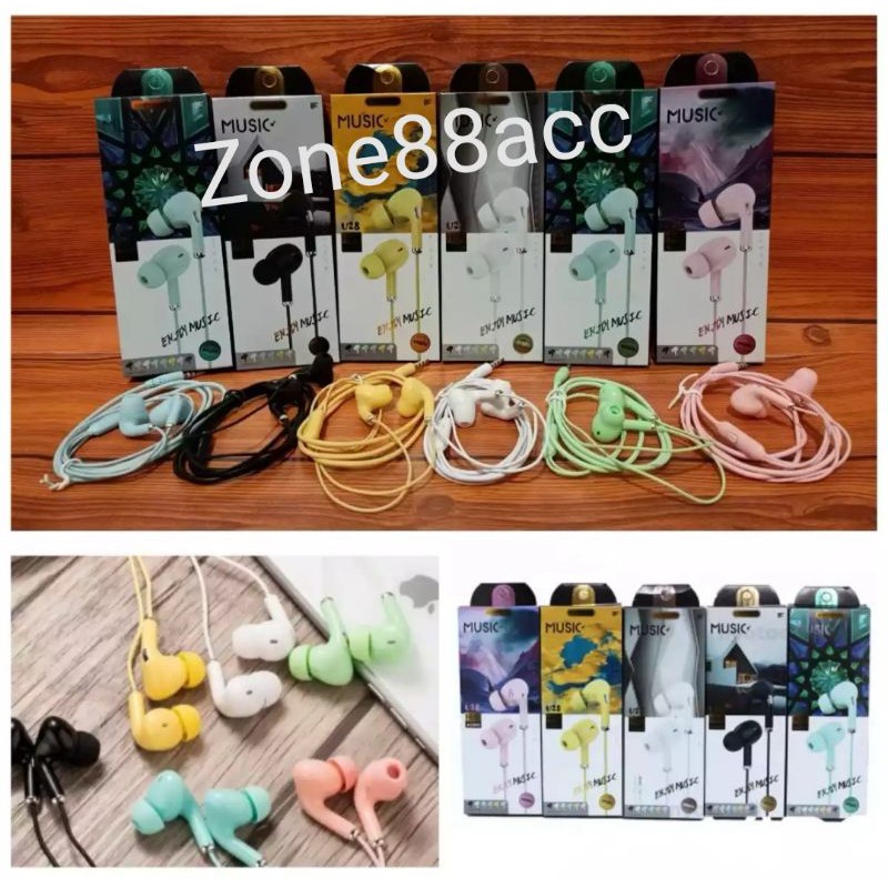 Headset Handsfree Earphone Audio Warna warni Stereo Mic Musik