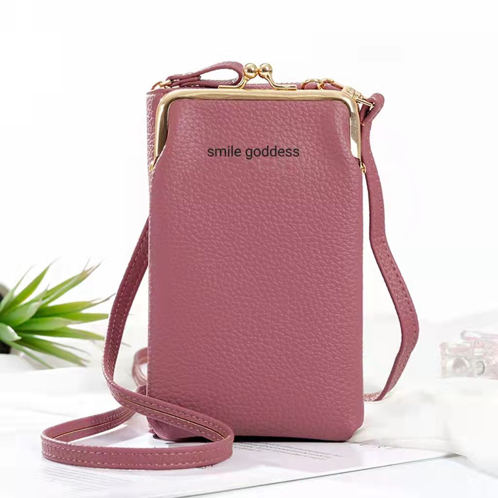 Asin829- Dompet HP Wanita Tas Selempang Wanita Kulit T145  / Tas HP Wanita Cewek Tas Selempang Mini Import