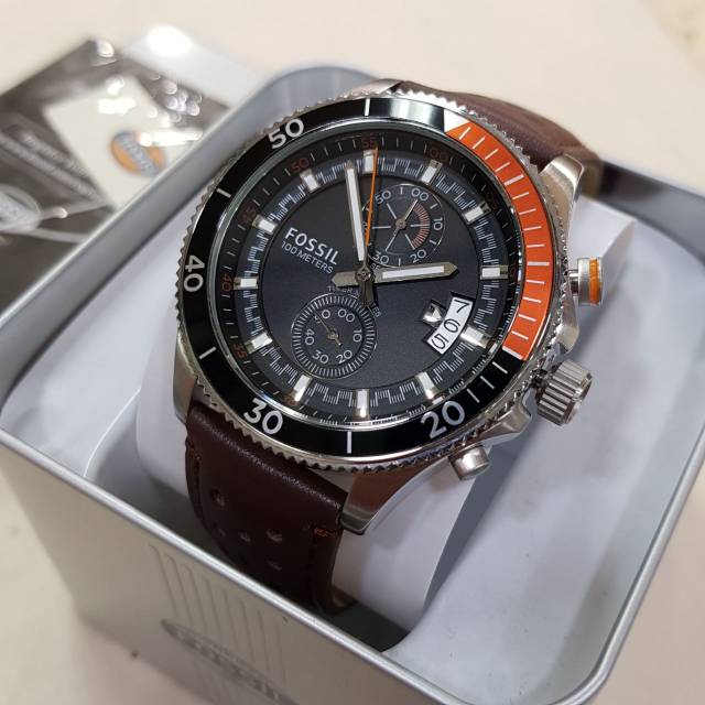 Jam Tangan Keren Pria Fossil 2951 Leather Dark Brown Original BM
